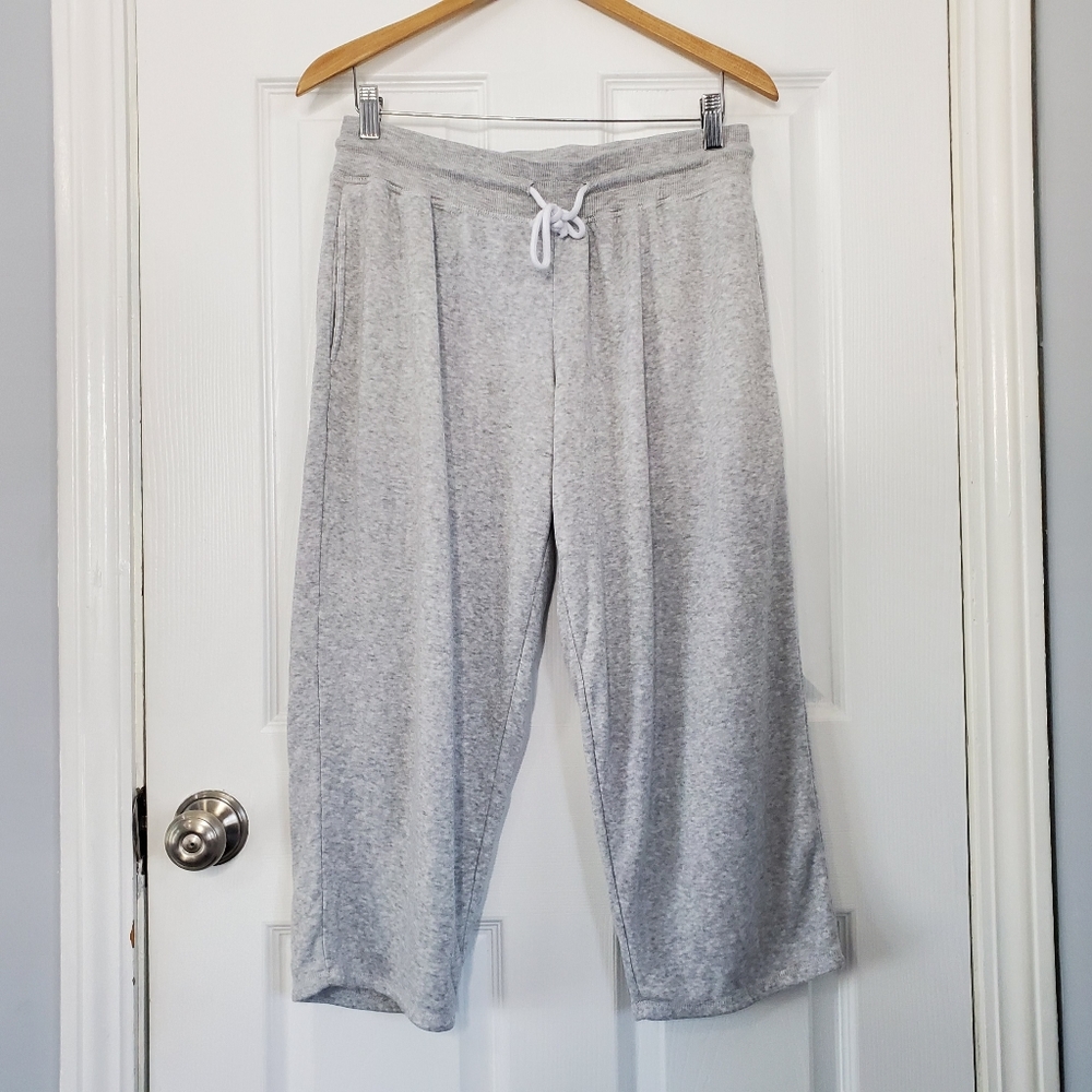 Something Navy Fleece Crops in gray